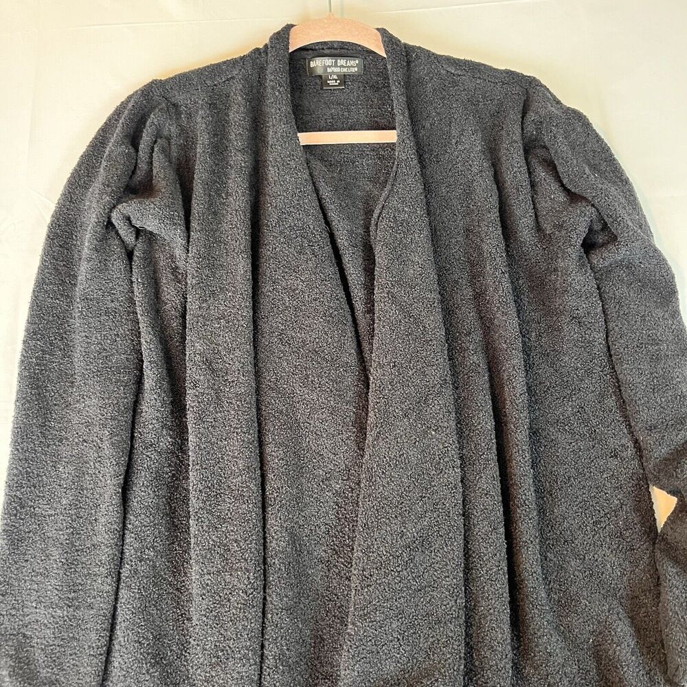 BAREFOOT DREAMS L/XL‎ Calypso Bamboo Chic Lite Drape Wrap Cardigan 436 Blk/Brn